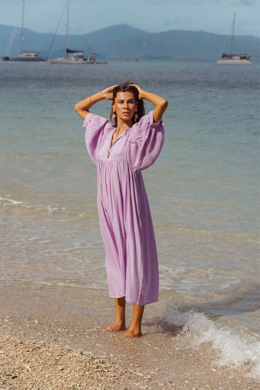 Kyra Midi Dress ~ Lilac Gauze | Handcrafted For Everyday Wear – DOI