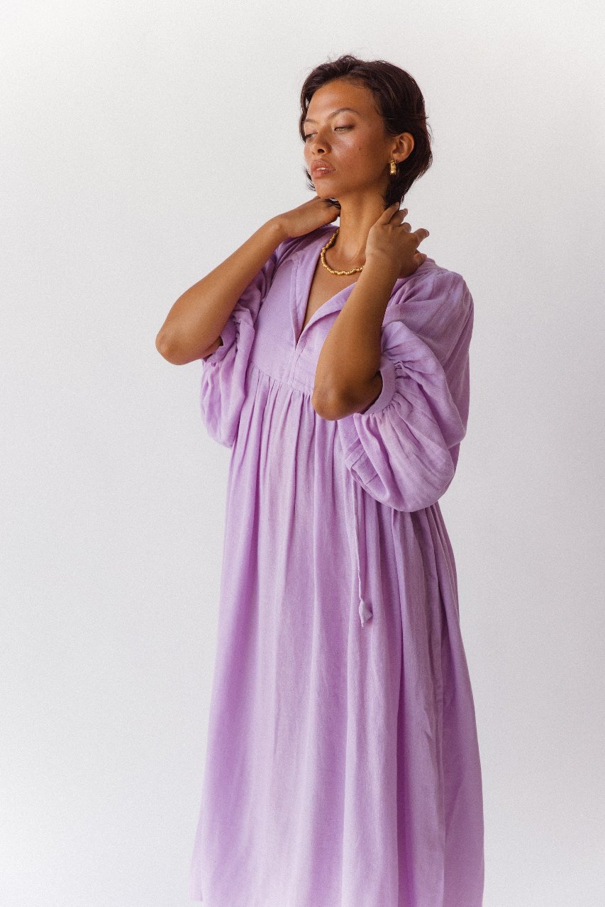 Kyra Midi Dress ~ Lilac Gauze