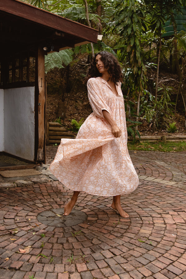 Kyra Maxi Dress ~ Apricot Blush
