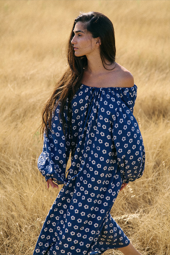 Zahra Midi Dress ~ Indigo