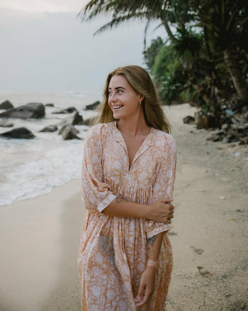 Kyra Midi Dress ~ Apricot Blush